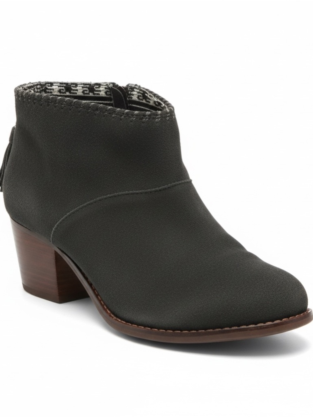 TOMS Leila Gray Suede Ankle Boot with Block Heel
